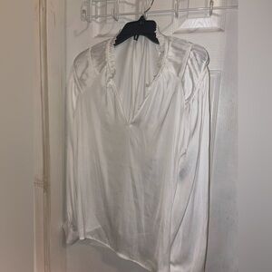 The Limited White Ruffled Blouse